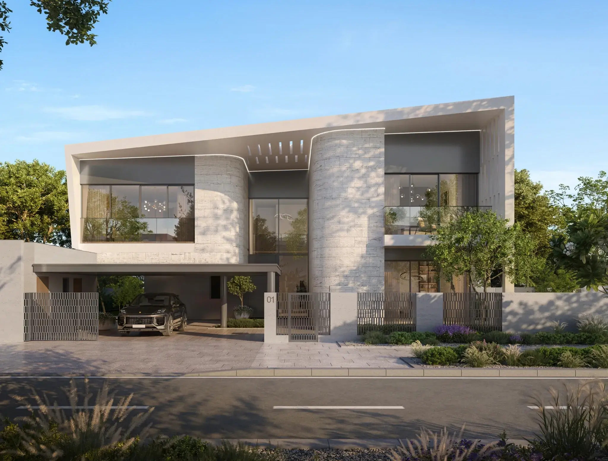 Coastal architecture at Talay Villas with large windows and private outdoor space, Marsa Al Saadiyat